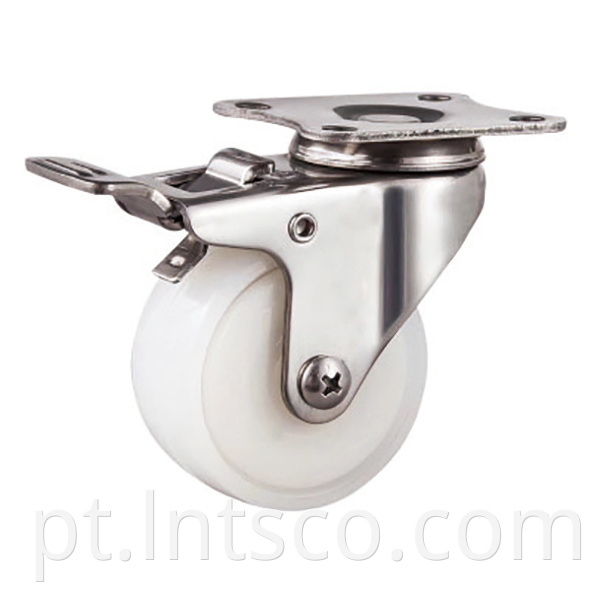 Light Duty Stainless Steel White PP Brake Casters